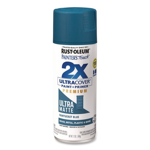Painting | Rust-Oleum 331188 Painter's Touch 12 oz. Aerosol Can 2X Ultra Cover Spray Paint - Ultra Matte Blue image number 0