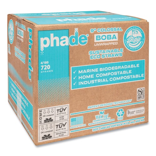 Cutlery | phade 511208 9 in. Marine Biodegradable Unrwapped Boba Straws - Ocean Blue (720/Carton) image number 0