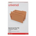 File Folders | Universal UNV10412 0.75 in. Expansion 2 Fasteners Legal Size Reinforced Top Tab Fastener Folders - Brown Kraft Exterior (50/Box) image number 0