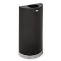 Trash & Waste Bins | Rubbermaid Commercial FGSO1220PLBK 12 gal. European and Metallic Series Open Top Half-Round Steel Receptacle - Black/Chrome image number 3