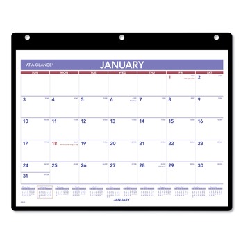 AT-A-GLANCE SK8-00 12-Month (Jan-Dec): 2026 11 in. x 8 in. Monthly Desk/Wall Calendar with Plastic Backboard and Bonus Pages - White/Violet/Red Sheets