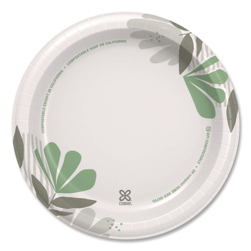 Just Launched | Dixie UX9WS Pathways Soak-Proof Shield WiseSize 8.5 in. Paper Plates - Green/Burgundy (125/Pack) image number 0