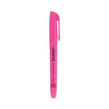 Universal UNV08855 Fluorescent Ink Chisel Tip Pocket Highlighters - Pink (1 Dozen)