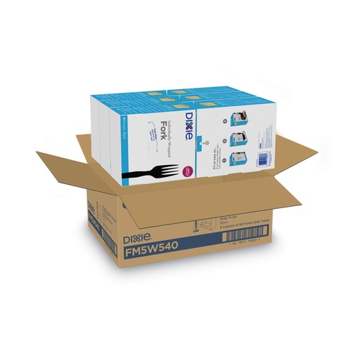 Cutlery | Dixie FM5W540 Grab'N Go Wrapped Forks - Black (540/Carton) image number 0