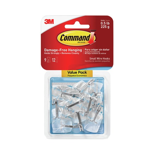 Wall Racks & Hooks | Command 17067CLR-9ES 0.5 lbs. Capacity Small Plastic/Metal Hooks and Strips - Clear (9/Pack) image number 0