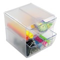 Desktop Organizers | Deflecto 350301 6 in. x 7.2 in. x 6 in. 4 Compartments 4 Drawers Stackable Plastic Cube Organizer - Clear image number 5