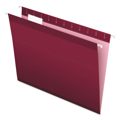 Just Launched | Pendaflex 04152 1/5 BUR 1/5-Cut Tabs Colored Reinforced Hanging Letter Folders - Burgundy (25/Box) image number 0