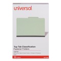 File Folders | Universal UNV10296 3-Divider 8-Section Legal Size Pressboard Classification Folders - Green (10/Box) image number 0