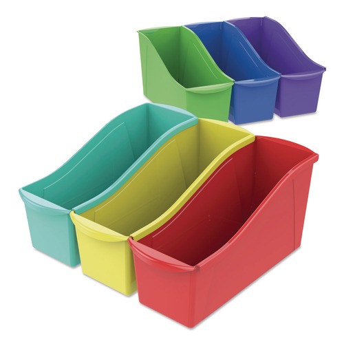 Boxes & Bins | Storex 70110U06C Large Book Bin, 1.8 gal, 5.3-in x 14.3-in x 7-in, Assorted Bright Colors, 6/Pack image number 0