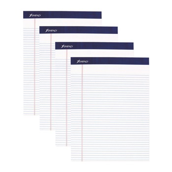 Ampad 20-315 (50) White 8.5 in. x 11.75 in. Sheets Narrow Rule Legal Ruled Pads (4/Pack)