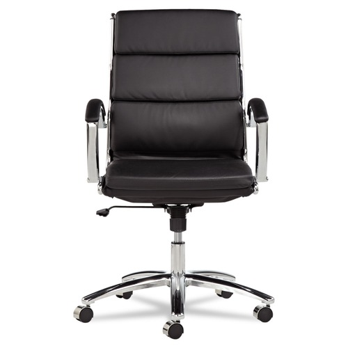 Alera | Alera ALENR4219 Neratoli Series Supports Up to 275 lbs. Mid-Back Slim Profile Faux Leather Chair - Black Seat/Back, Chrome Base image number 0