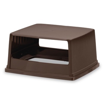 TRASH WASTE BINS | Rubbermaid Commercial FG256V00BRN 23 in. x 26.63 in. x 13 in. Hooded Top Glutton Receptacle without Door - Brown