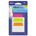 Dividers & Tabs | Avery 74753 2 in. x 1.5 in. 1/5-Cut Standard Ultra Tabs Repositionable Tabs - Assorted Neon Colors (24/Pack) image number 0
