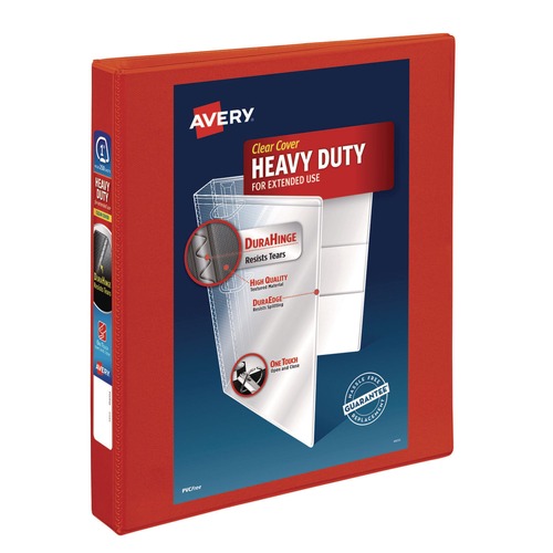 Binders | Avery 79170 11 in. x 8.5 in. 1 in. Capacity 3 Rings Heavy-Duty View Binder with DuraHinge and One Touch EZD Rings - Red image number 0