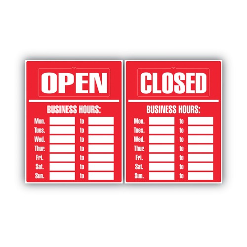 Floor Signs & Safety Signs | Cosco 098072 15 in. x 19 in. Business Hours Sign Kit - Red image number 0