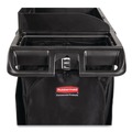 Cleaning Carts | Rubbermaid Commercial 2202581 24.4 in. x 62.4 in. x 49 in. Full-Size 3-Shelf Housekeeping Cart - Black image number 3