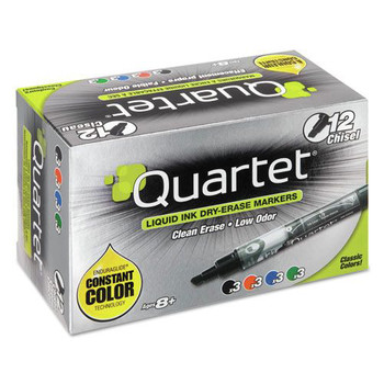 MARKERS | Quartet 5001-18MA EnduraGlide Chisel Tip Dry Erase Marker - Broad/Four Assorted Colors (12/Set)