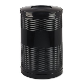 Rubbermaid Commercial FGS55ETBKPL 51 gal. Classics Perforated Steel Open Top Receptacle - Black