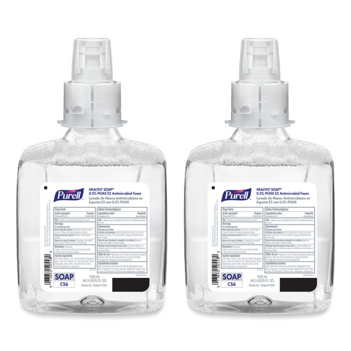 Soap Dispensers | PURELL 6582-02 1200 ml Fragnance Free HEALTHY SOAP 0.5% PCMX E2 Antimicrobial Foam for CS6 Dispensers (2/Carton) image number 0