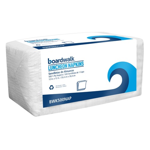 Paper Towels and Napkins | Boardwalk 4514 12 in. x 12 in. 1-Ply Quarter-Fold Lunch Napkins - White (500/Pack) image number 0