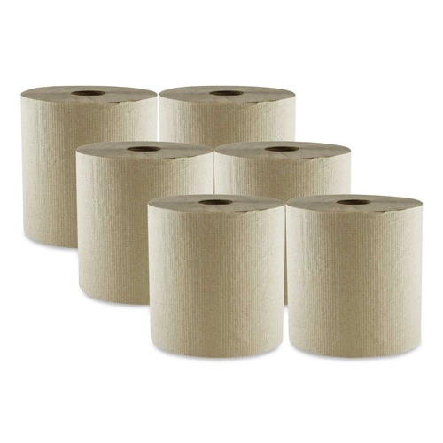Paper Towels and Napkins | Boardwalk 6700R 8 in. x 700 ft. 1-Ply Hardwound Towel - Kraft (6/Carton) image number 0