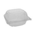 Food Trays, Containers, and Lids | Pactiv Corp. YCI821600000 SENSATION SmartLock 5.74 x 5.95 x 3.1 Plastic Hinged Lid Container - Clear (500/Carton) image number 1