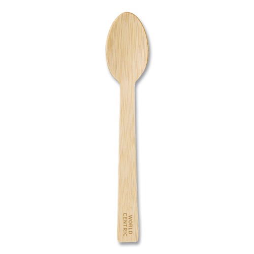 Cutlery | World Centric SP-BB-67 6.7 in. Bamboo Cutlery Spoon - Natural (2000/Carton) image number 0