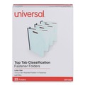File Folders | Universal UNV10401 2 in. Expansion 2 Fasteners Letter Size Top Tab Classification Folders - Light Blue Exterior (25/Box) image number 0