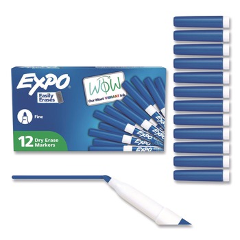 EXPO 86003A Low-Odor Bullet Tip Dry-Erase Marker - Fine/Blue (1-Dozen)