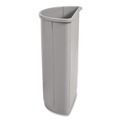 Trash & Waste Bins | Rubbermaid Commercial FG352000GRAY 21 Gallon Plastic Half-Round Untouchable Waste Container - Gray image number 2