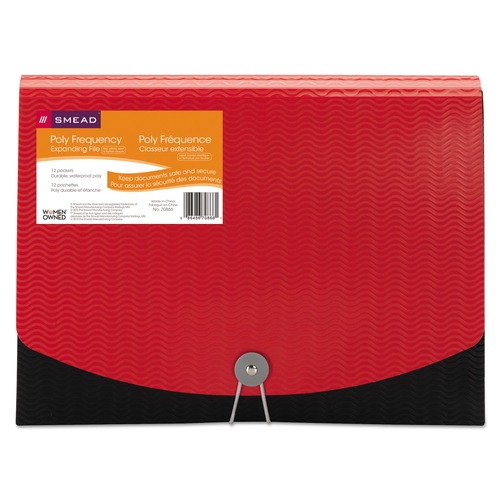 Back to School Sale | Smead 70866 0.88 in. Expansion 12-Pocket Letter Size Poly Expanding File - Black/Red image number 0
