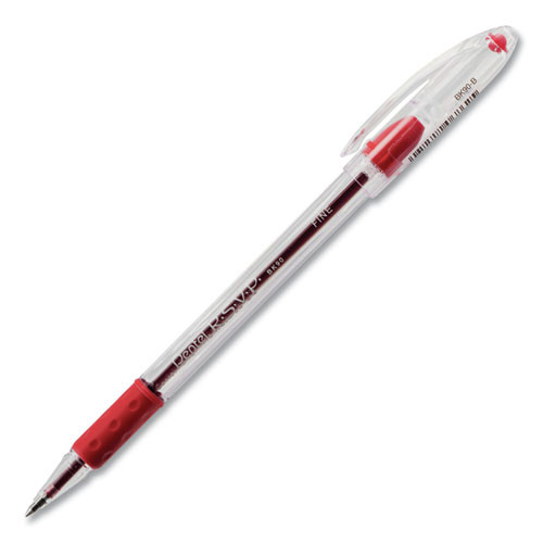 Pens | Pentel BK90-B Stick Fine 0.7 mm R.S.V.P. Ballpoint Pen - Red Ink, Clear/Red Barrel (1-Dozen) image number 0