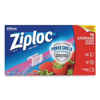  | Ziploc 316490 5.88 in. x 1.88 in. x 7.88 in. Quart Slider Storage Bags - Clear (9/Carton)