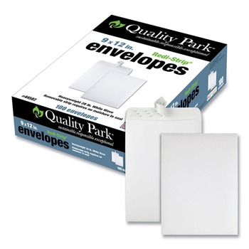 Quality Park QUA44582 9 in. x 12 in. #10 1/2 Cheese Blade Flap Redi-Strip Catalog Envelope - White (100/Box)