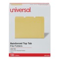 File Folders | Universal UNV16164 Reinforced 1/3-Cut Assorted Top-Tab File Folders - Letter Size, Yellow (100/Box) image number 1
