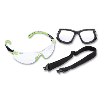 3M S1201SGAF-KT Solus 1000 Series Safety Glasses - Green Plastic Frame, Clear Polycarbonate Lens