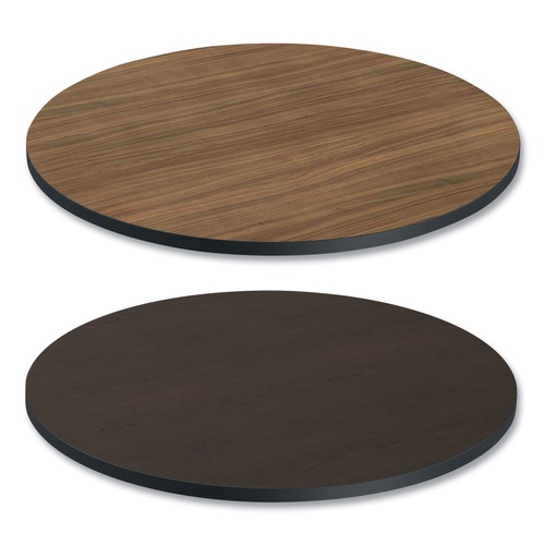 Office Desks & Workstations | Alera ALETTRD36EW 35.5 in. Diameter Round Reversible Laminate Table Top - Espresso/Walnut image number 0