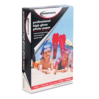 PAPER AND PRINTABLES | Innovera IVR99546 10 mil 4 in. x 6 in. High-Gloss Photo Paper - High-Gloss White (100/Pack)