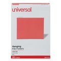File Folders | Universal UNV14118EE 1/5-Cut Tab Deluxe Bright Color Hanging File Folders - Letter Size, Red (25/Box) image number 0