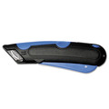 Box Cutters & Utility Knives | Cosco 091508 Easycut 6 in. Plastic Handle Cutter Knife with Self-Retracting Safety-Tipped Blade - Black/Blue image number 1