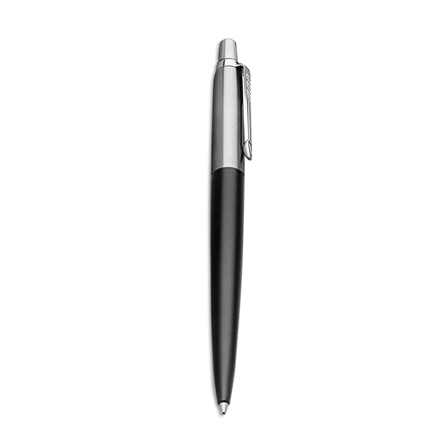 Pens | Parker 1953184 1 mm Medium Jotter Retractable Ballpoint Pen - Blue Ink, Black/Chrome Barrel image number 0