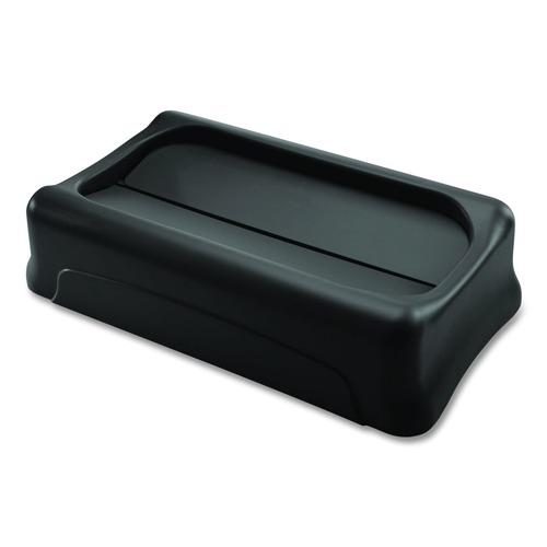 Trash & Waste Bins | Rubbermaid Commercial FG267360BLA Slim Jim 11.38 in. x 20.5 in. x 5 in. Swing Lid - Black image number 0