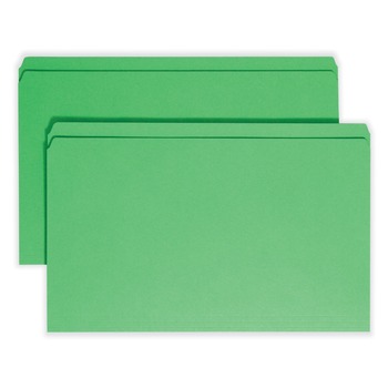 Smead 17110 Straight Tabs Legal Size 0.75 in. Expansion Reinforced Top Tab Colored File Folders - Green (100/Box)