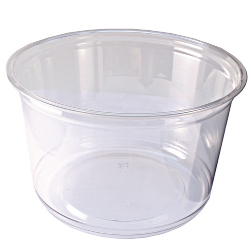 Food Trays, Containers, and Lids | Fabri-Kal 000000000009501034 4.6 in. Diameter x 3 in. 16 oz. Recycleware Round Plastic Deli Container - Clear (500/Carton) image number 0