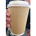 Cups and Lids | Karat C-KRC512 12 oz. Paper Ripple Hot Cups - Kraft/White (500/Carton) image number 3