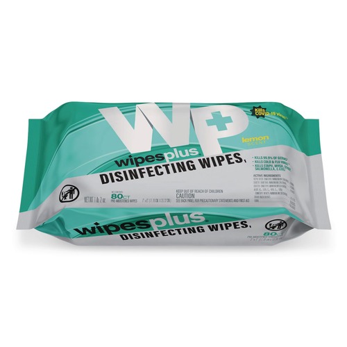 Cleaners & Chemicals | Carlisle 37701 WipesPlus 7 in. x 8 in. 1-Ply Disinfecting Surface Wipes - Lemon/White image number 0