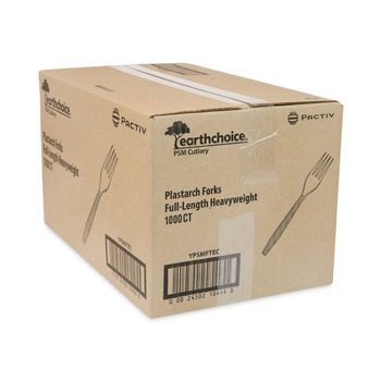 CUTLERY | Pactiv Corp. YPSMFTEC EarthChoice PSM Heavyweight Plastic Cutlery Fork - Tan (1000/Carton)