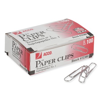 PAPER CLIPS AND FASTENERS | ACCO A7072380I No. 1 Smooth Paper Clips - Silver (1000/Pack)