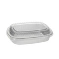 Food Trays, Containers, and Lids | Pactiv Corp. Y6710PWPSFG 9.75 in. x 7.75 in. x 1.75 in. 46 oz. Aluminum Classic Carry-Out Container - Silver (50/Carton) image number 0