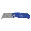 Box Cutters & Utility Knives | Great Neck 12113 2 in. Blade 3.5 in. Aluminum Handle 1 Utility Blade Sheffield Folding Lockback Knife - Blue image number 0